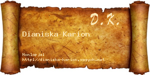 Dianiska Karion névjegykártya